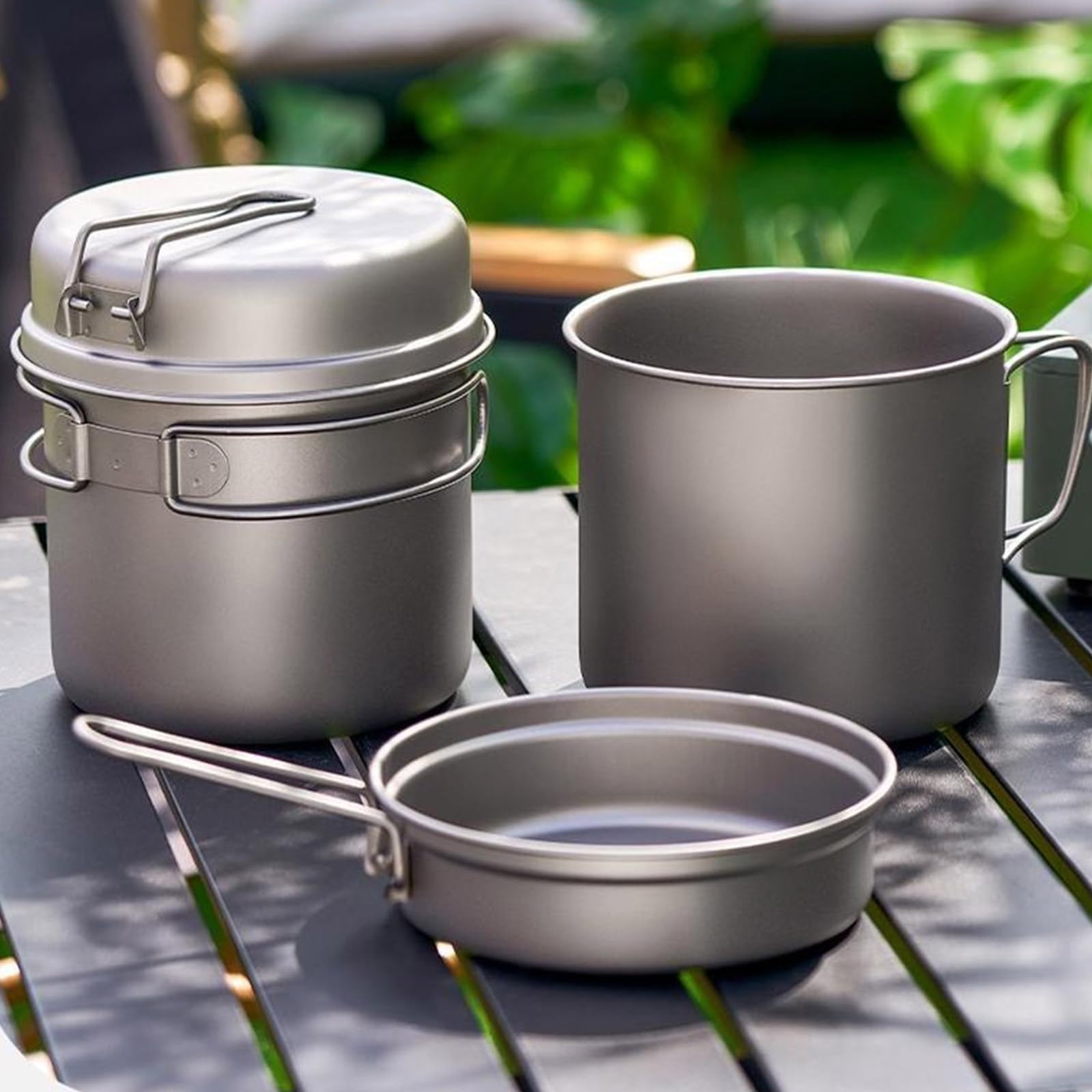 Casseroles de camping en métal avec poignée pliable et portable