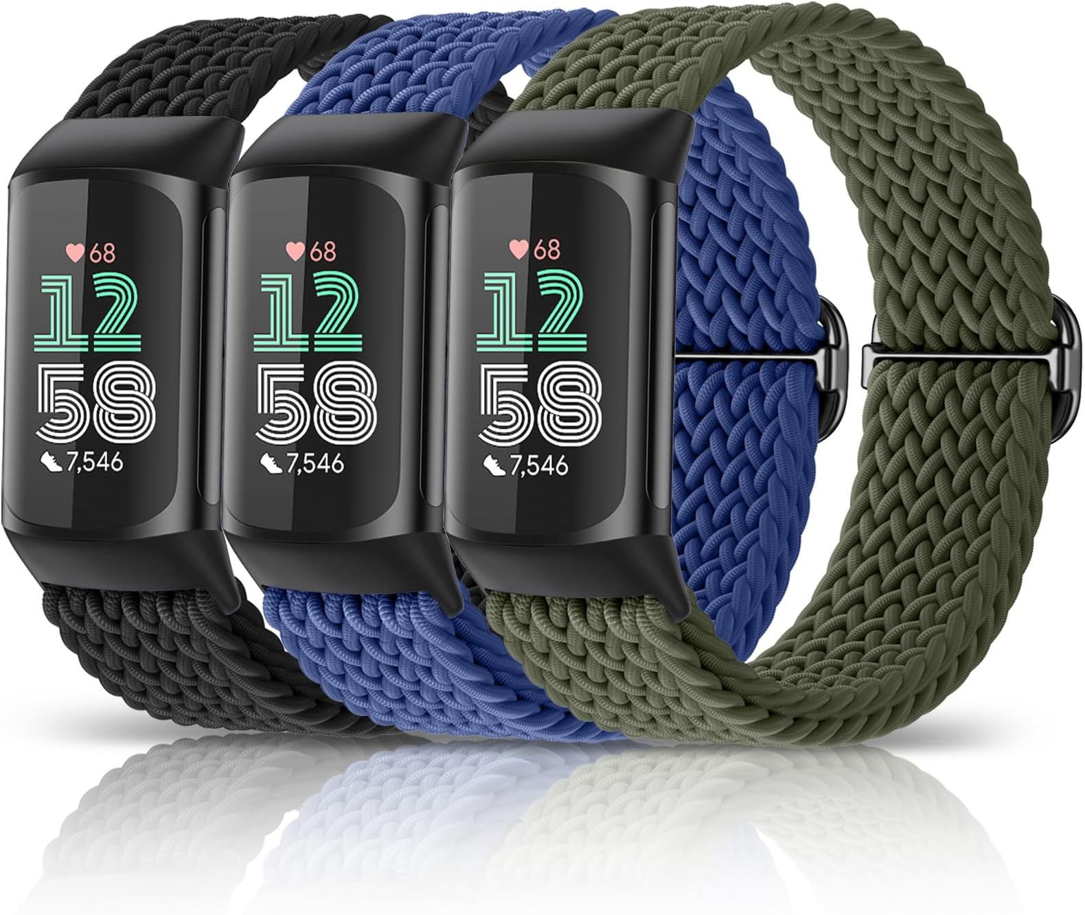 EasunyCompatible Fitbit Charge Bands - Adjustable Elastic Nylon Braided Sport Replacement Wristband for Men Women