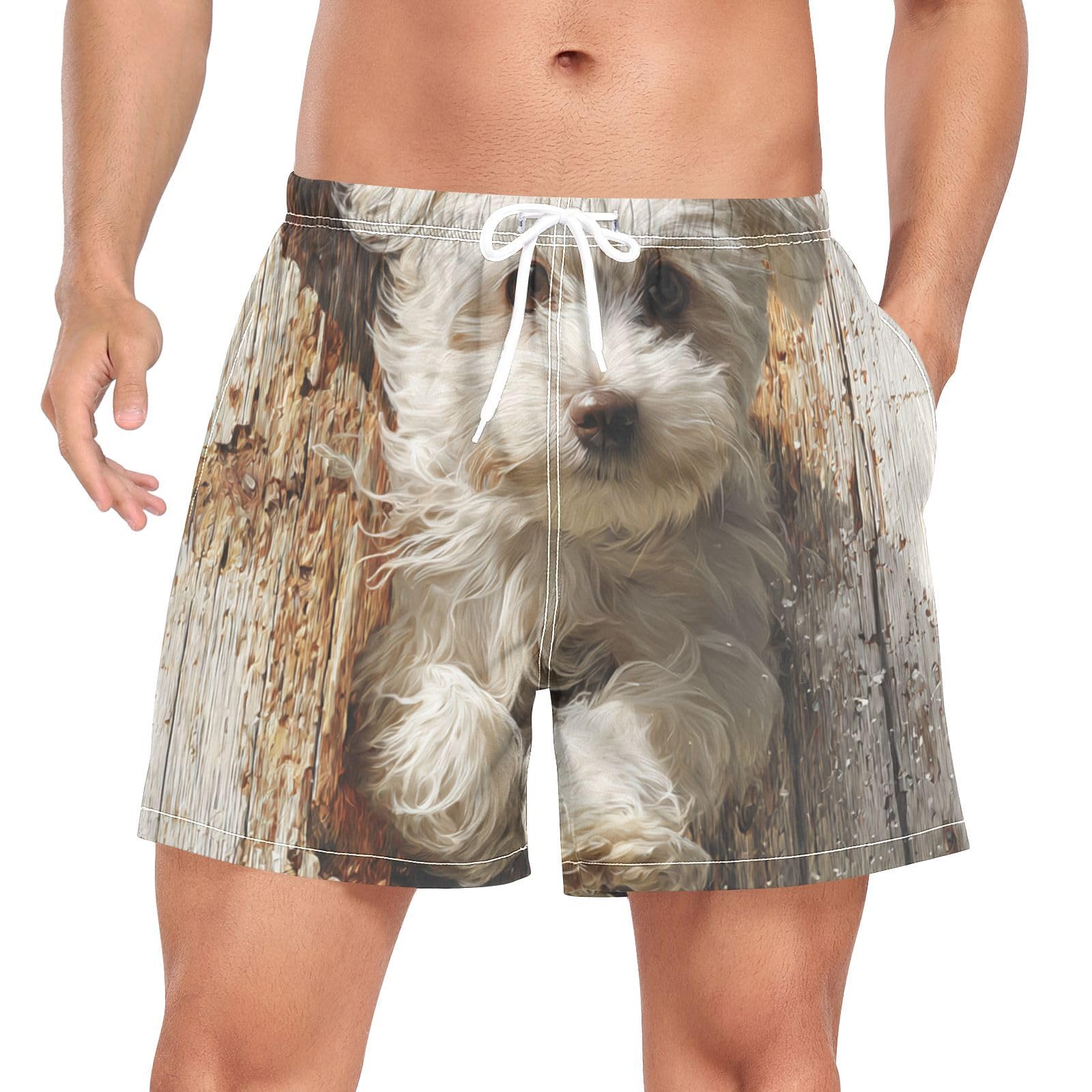 Traje de baño de secado rápido para hombre con estampado 3D de perro maltés 8