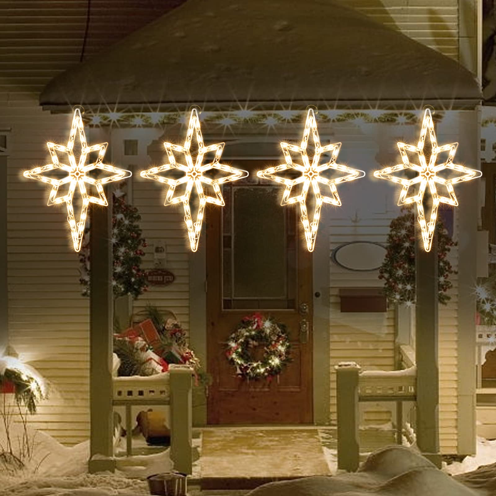 48,2 cm Weihnachts-Fenster-Silhouette-Lichter, Dekoration, 50 l Weihnachtsskulptur, einschließlich: 1 x Bethlehem-Stern