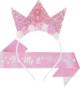 Birthday Tiara Crown with Sash for Party Decorations