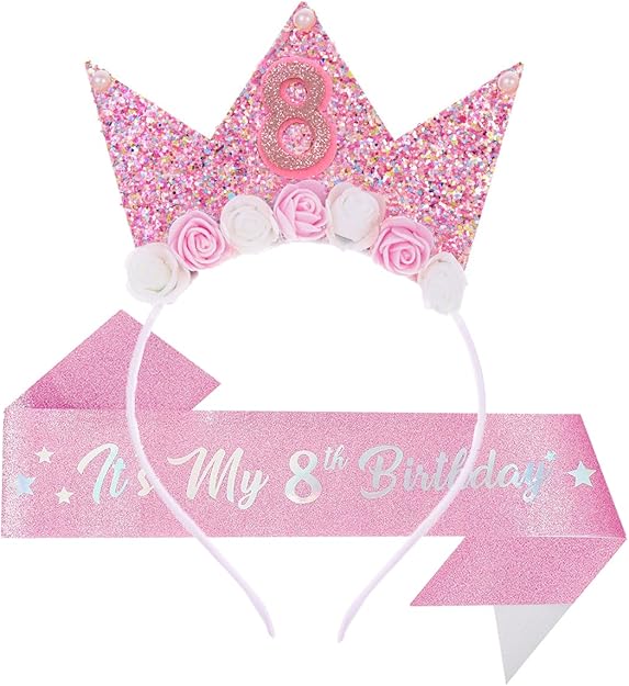 Birthday Tiara Crown with Sash for Party Decorations