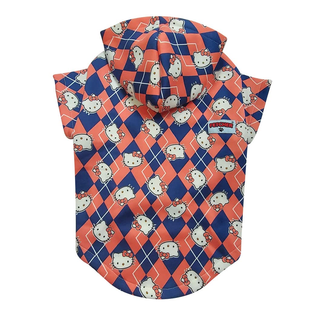 FETCHER Peach and Blue Cute Kitty Printed Warm Winter Sweatshirt Sweater Jacket Coat for Dogs and Cats | Winter wear (12" X-Small) (B09PRL2NDJ) Amazon Price History, Amazon Price Tracker