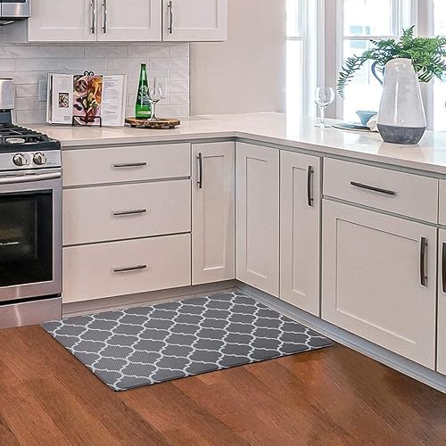 Miniatura 6 de MINISO Tapete de cocina acolchado antifatiga de 17 x 30 pulgadas, antideslizante, impermeable, tapete ergonómico de PVC resistente para cocina,