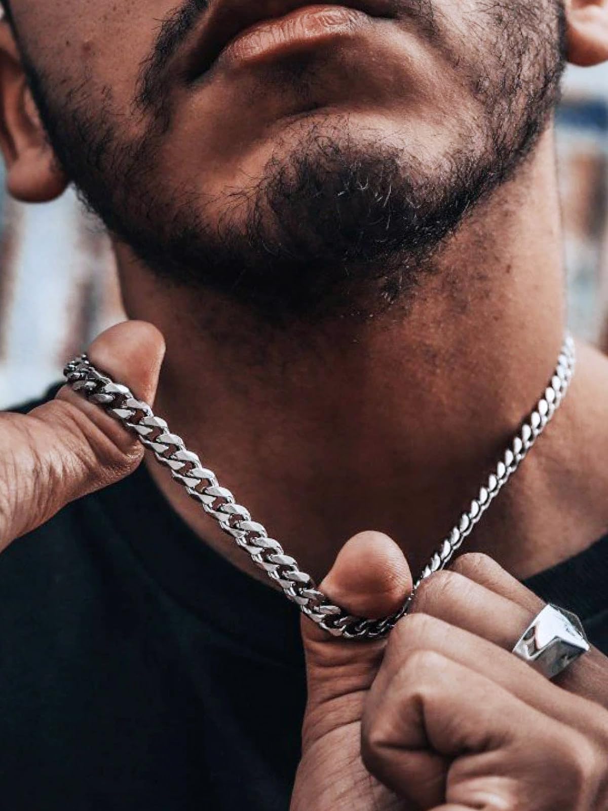 ChainsHouse Collana Uomo Acciaio Collana Argento Catena Cubana Collana Oro 18K Larghezza 3/6/9/12MM Catenina Uomo Hiphop Punk Rock Catena Spessa Chunky Catena a Maglia Regalo Ragazzo