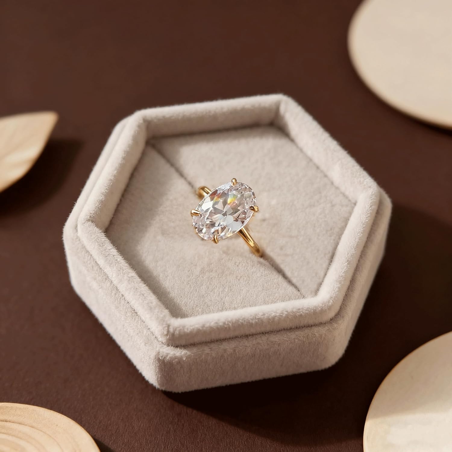 Dulin 1ct/2ct/3ct Oval Cut Cubic Zirconia Engagement Ring for Women 14K Gold Plated Wedding Anniversary Promise Band Gift for Her - Image 6