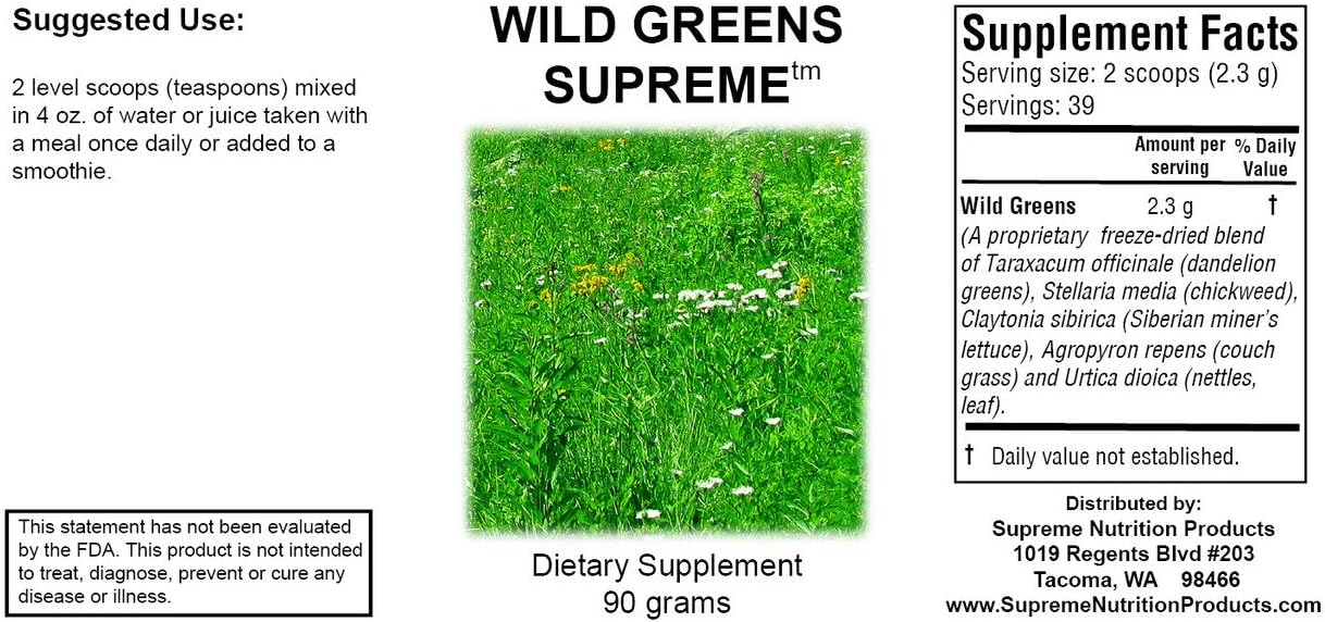 Supreme Nutrition Wild Greens Supreme, Pure 90 Grams Herbal Combination Powder