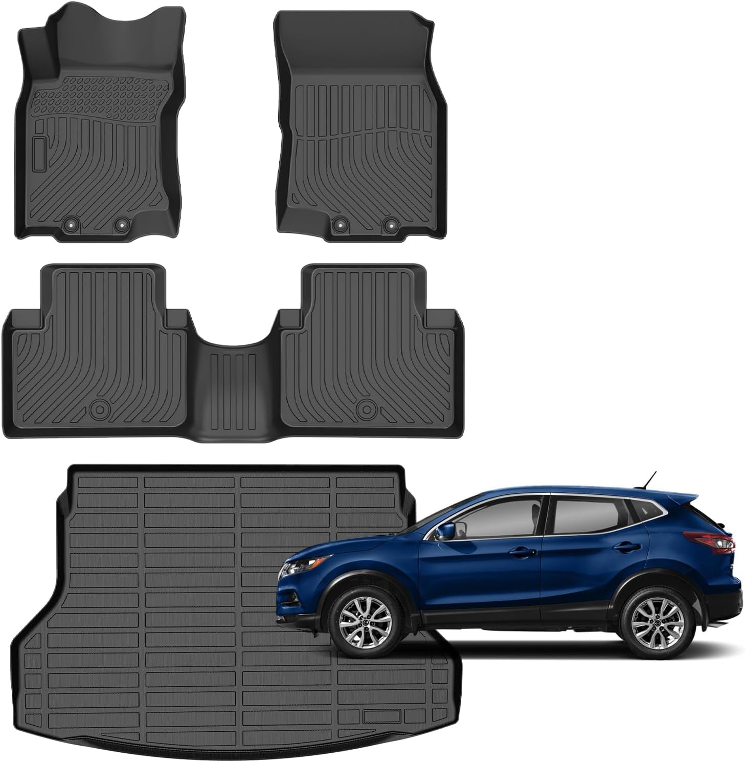 for Nissan Rogue Floor Mats 2014 2015 2016 2017 2018 2019 2020(Not Sport Models),All Weather Car Mats Cargo Liner Accessories Anti-Slip Car Mat 2014-2020 15)For Rogue2014-2020 Set