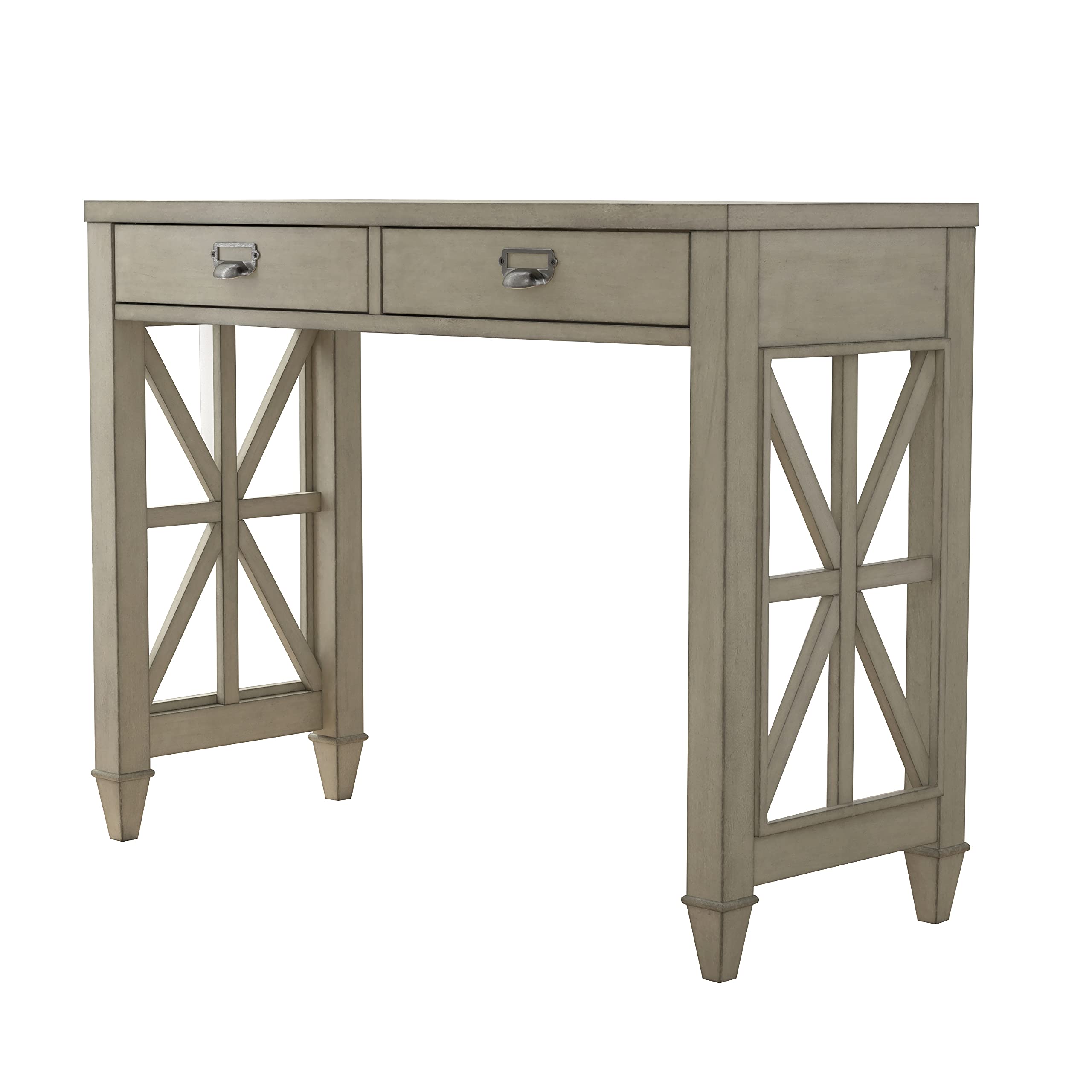 Solid Wood Home Office Desk with 2 Big Drawers, Industrial Computer Table, 39.37” x 15.15” x 30.12” Vanity Desk, Corner Desk Easy Assembly for Office Bedroom Living Room Antique Gray SSZ1318AN