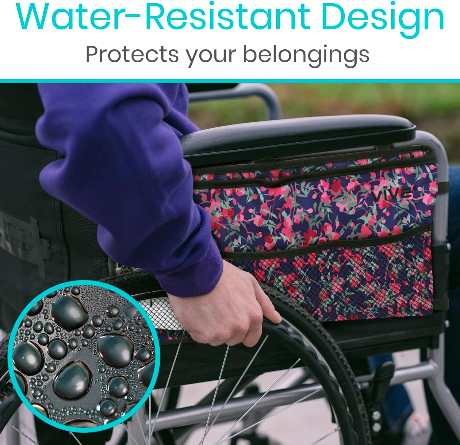 Vive Walker Bag - Accessories Wheelchair Basket Pouch (Water Resistant) - Seniors Caddy Accessory Attachment for Folding, Rolling Walkers - Carry Storage Carrier Tote - Lightweight, Universal Size - Image 7