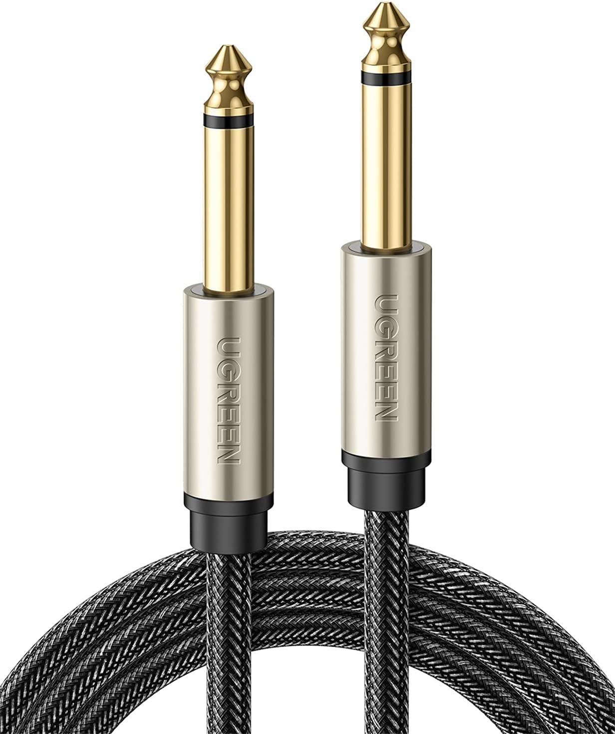 6.35mm Audio Guitar Cable 1/4" to 1/4" Professional Speaker Cable Nylon Braid guitar lead, Instrument Mono 6.35mm Cord for Electric Guitar Effects Pedal Bass Drums Amplifier, etc (1M)