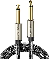 UGREEN Cabo premium de 6,35 mm mono jack 1/4" TS cabo de remendo de guitarra desequilibrado cabo de instrumento macho para macho com caixa de liga de zinco e trança de nylon (3FT)