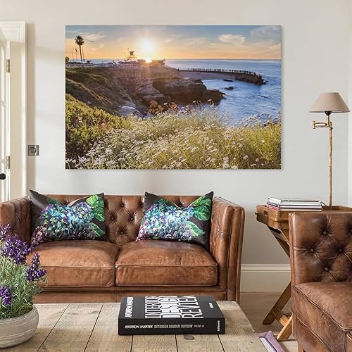 Miniatura 3 de Lienzo impreso para pared, diseño de puesta de sol en la playa de La Jolla Cove, San Diego, California, lienzo para pared, pósteres e impresiones