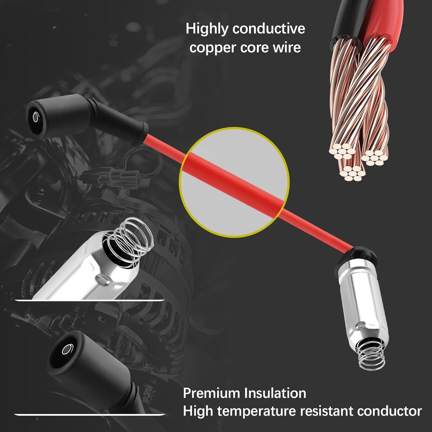 8PCS Spark Plug Wires Set Compatible with Chevy GMC Cadillac,High Performance Spark Plug Wire Replacement OEM#88862385,9748HH,22716,Automotive Replacement Spark Plugs Wires