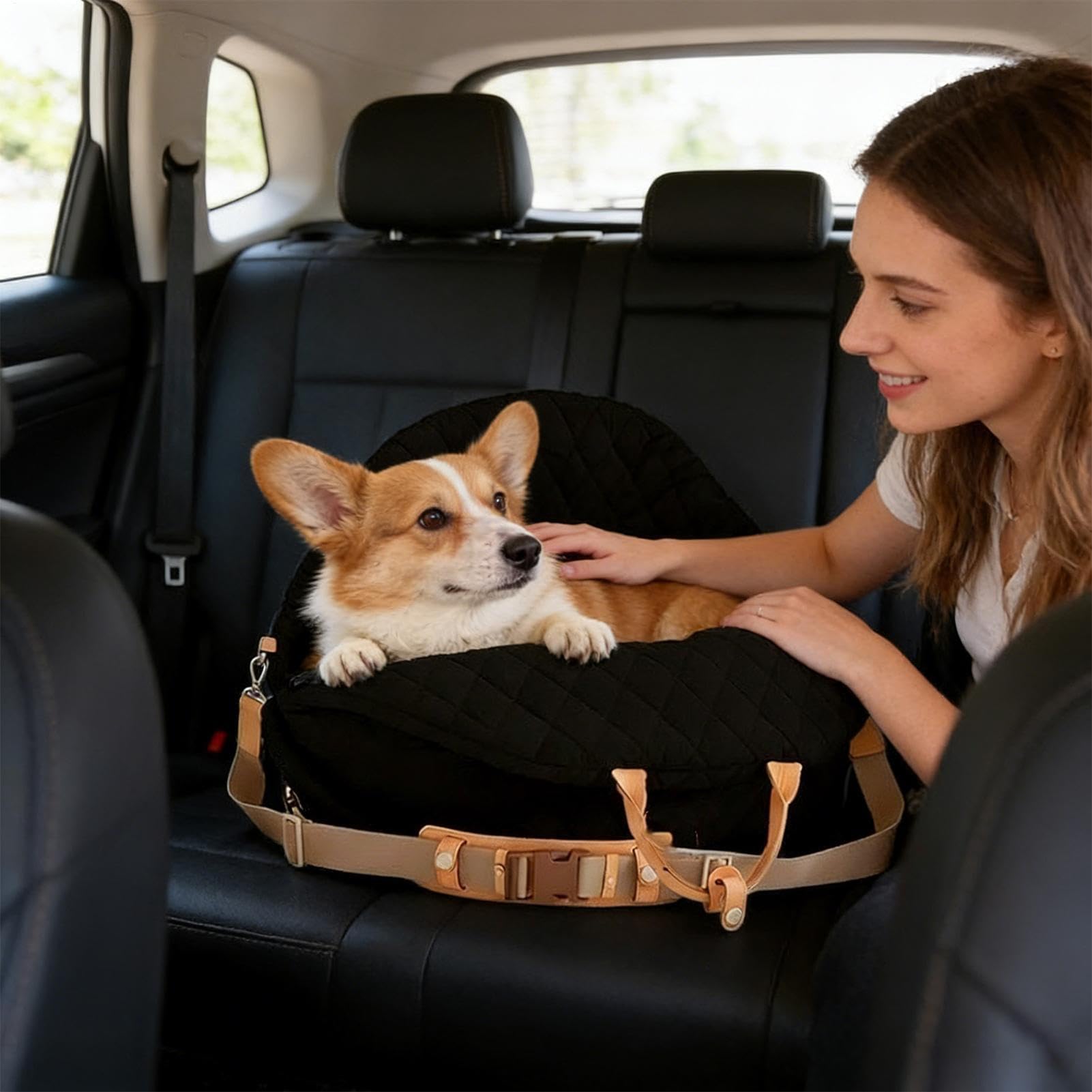 Asiento Canino Cama Suave Lavable portátil | Asiento Elevador y Transportín para Perros y Gatos para mascotas pequeñas, gatos, camionetas, SUV, viajes, camping y