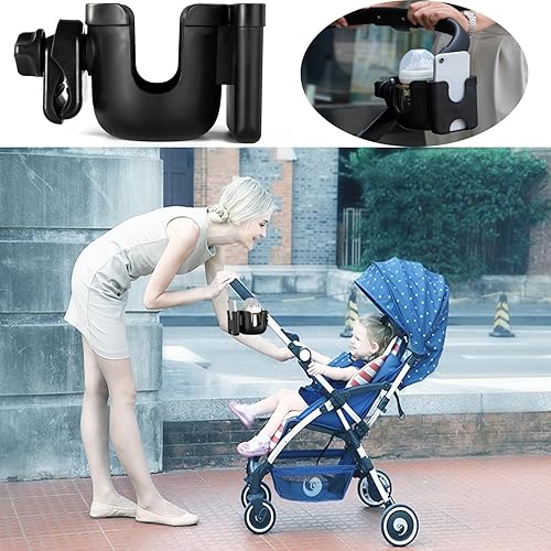 Miniatura 7 de Portavasos para cochecito con soporte para teléfono, portavasos para cochecito Uppabababy, soporte ajustable para bebidas, soporte universal 2 en 1