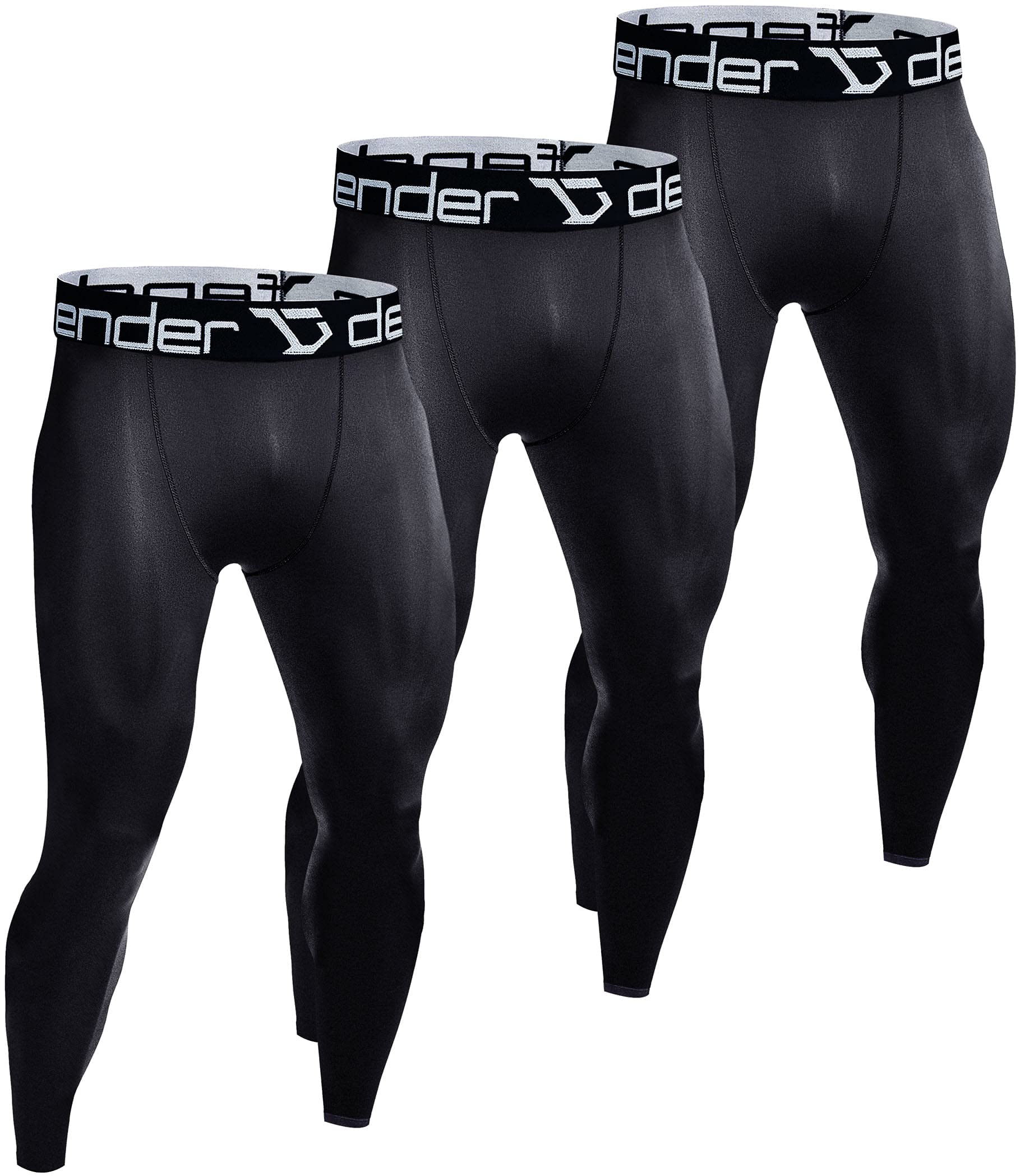 dfenMen's New 3 Packs Sports Compression Long Pants Under Base Layer Jerseys Leggings Tights Fits Cool Bottoms