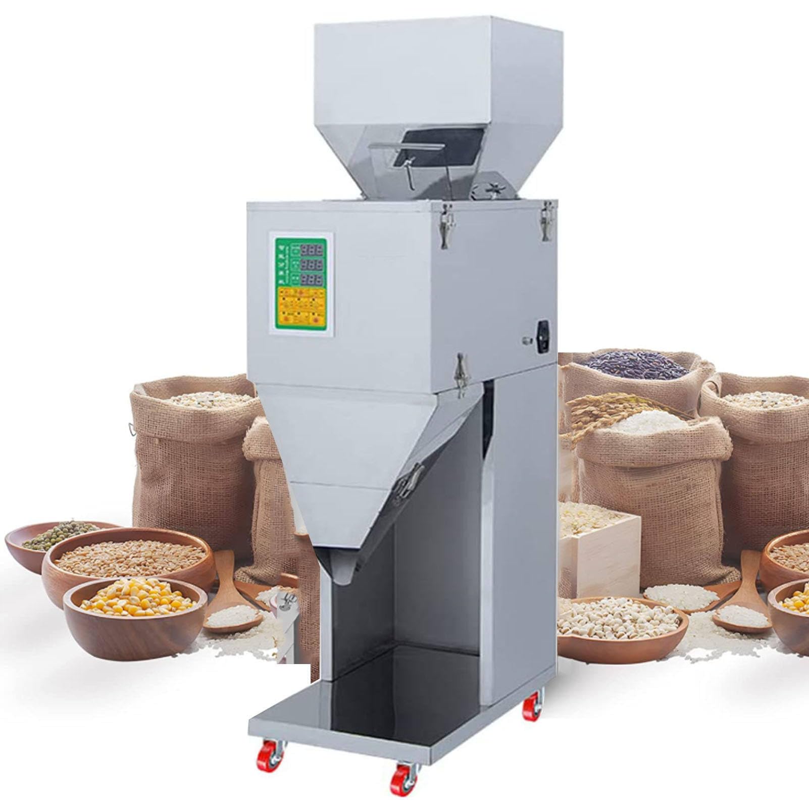 Oiyekntd Particle Filling Machine 500g/999g Particle Weighing Filling Machine Stainless Steel Automatic Powder Racking & Filling Machine Weigh Filler for Tea/Seed/Grain 999g