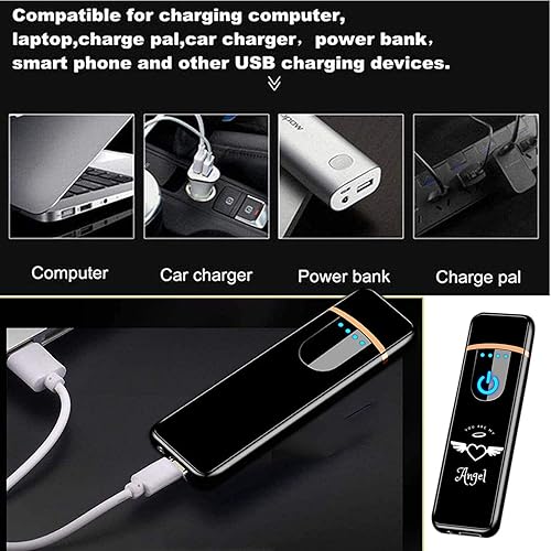 Miniatura 9 de Encendedor electrónico, encendedor recargable por USB, mini pantalla táctil creativa, pantalla LED, resistente al viento, encendedor sin llama con