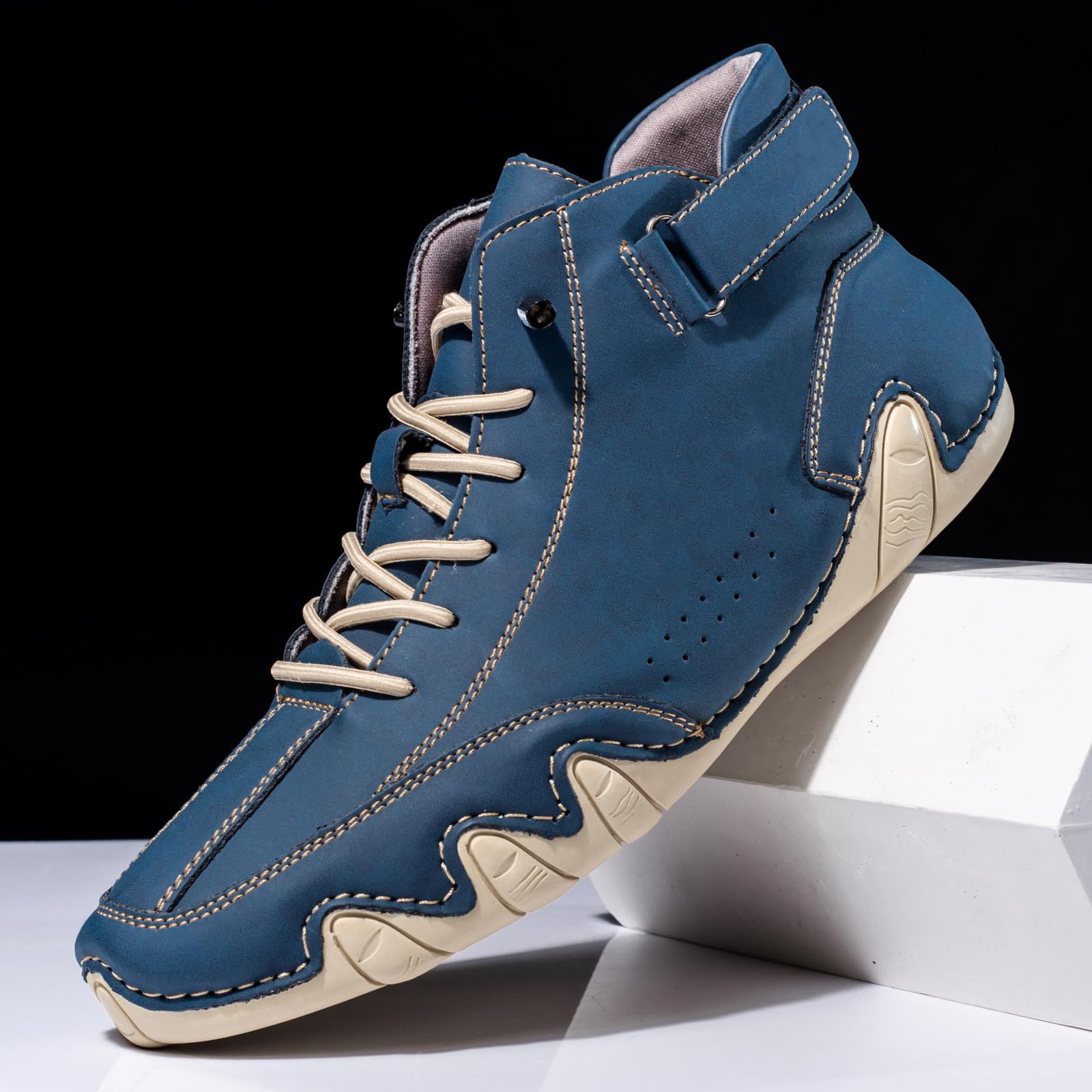 Zapatos planos casuales de piel sintética para hombre, transpirables