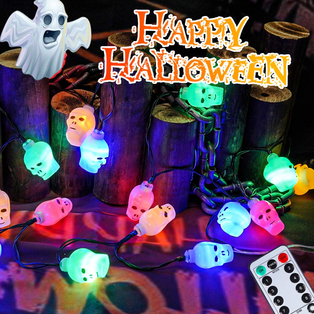 Multicolor Halloween String Lights with Remote Control, 8 Lighting Effect Waterproof Outdoor Halloween Decorations Lights for Outdoor & Indoor