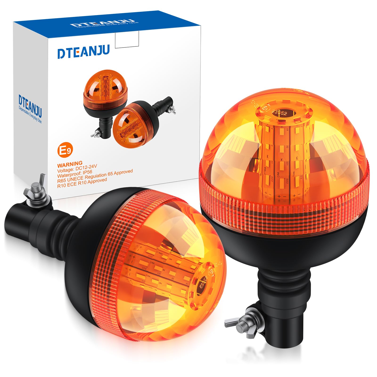 2 x lampa ostrzegawcza 12 V 24 V LED z 40 diodami SMD LED, 3 tryby świecenia, mocowanie śrubowe, ochrona przed wodą IP56, pomarańczowe światło obrotowe do traktorów, ciężarówek, pojazdów
