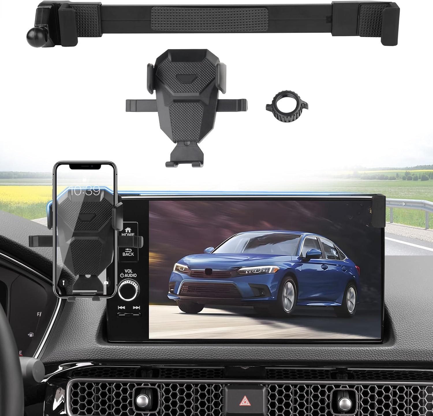 Car Phone Holder for Honda Civic 2022-2025/Acura Integra 2023-2025 Accessories,Adjustable GPS Civic Cell Phone Mount,Hands Free Ultra Stable Phone Stand for All Phones【Only for 9″ Screen】