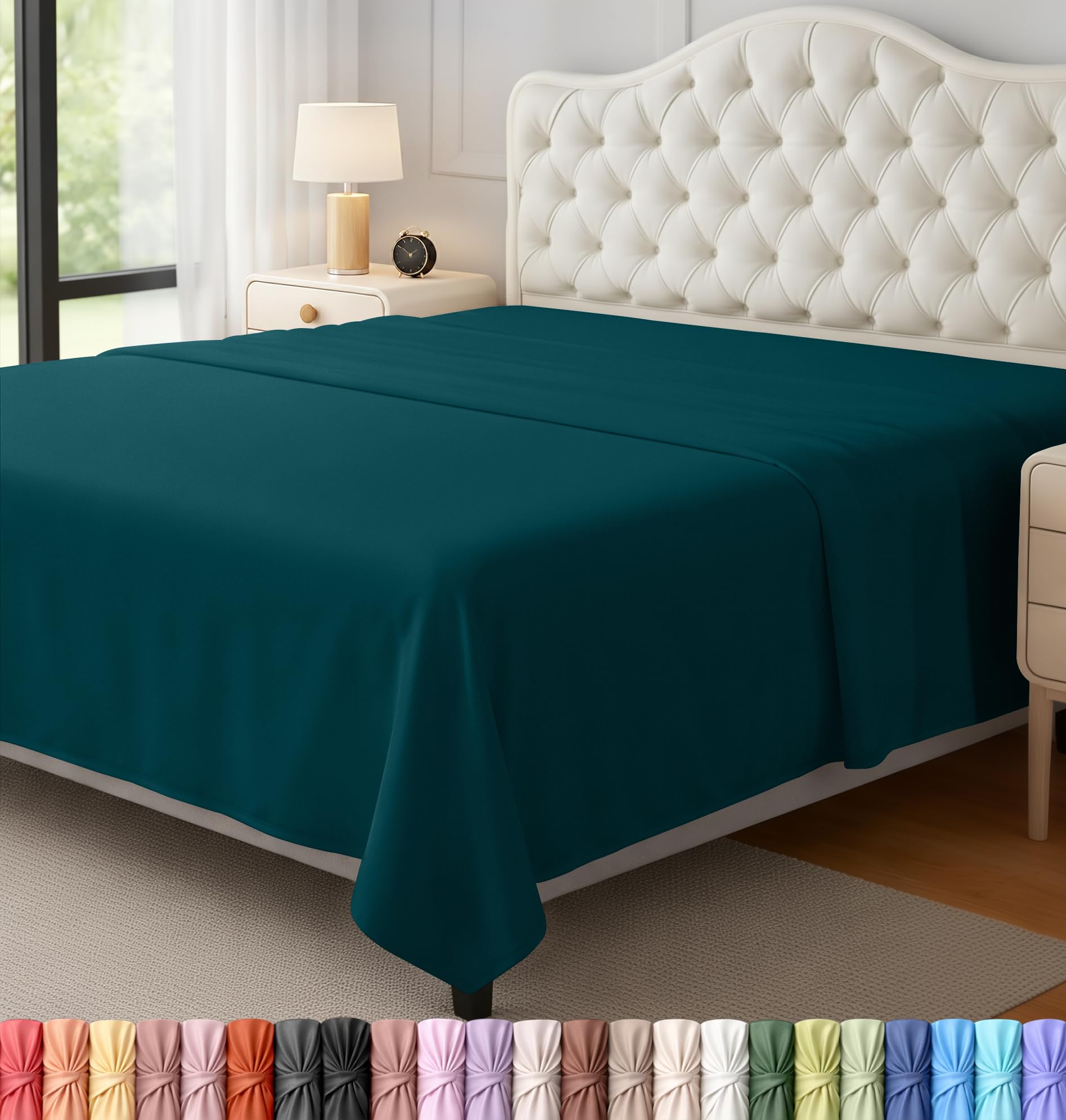 Utopia Bedding Flat Sheet - Soft Brushed Microfiber Fabric - Shrinkage & Fade Resistant Top Sheet - Easy Care - 1 Flat Sheet Only (Queen, Teal) (UB2422)