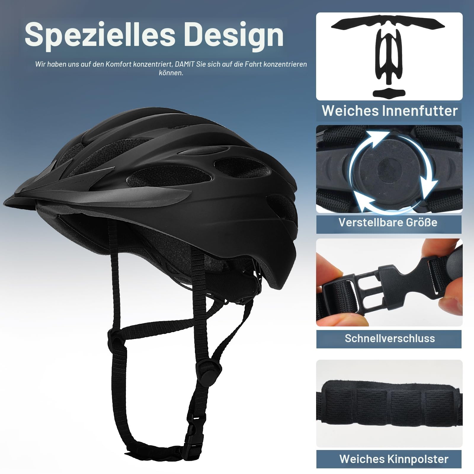 Fahrradhelm, Fahrradhelm Erwachsene mit Licht, Radhelm, Cityhelm Urban Fahrradhelm für Herren Damen mit Visier, Fahrrad Helm54-61cm