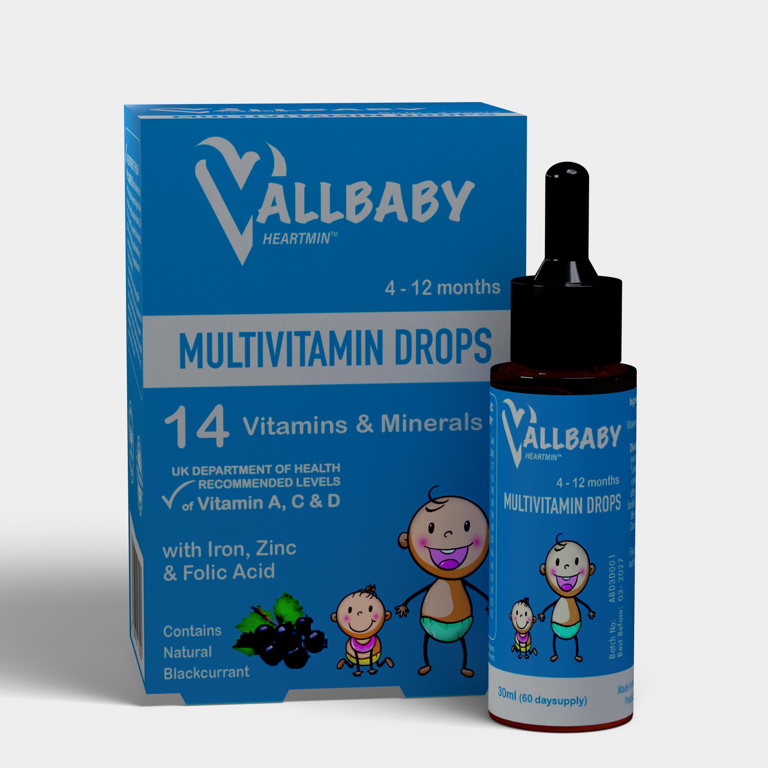 Allbaby Multivitamin Drops for Babies (4-12 Months) – Tonic health14 Essential Vitamins & Minerals Vitamin E, D, C and A – Baby Vitamins, Natural Flavour for Healthy Growth, 30ml, 1 Month Supply