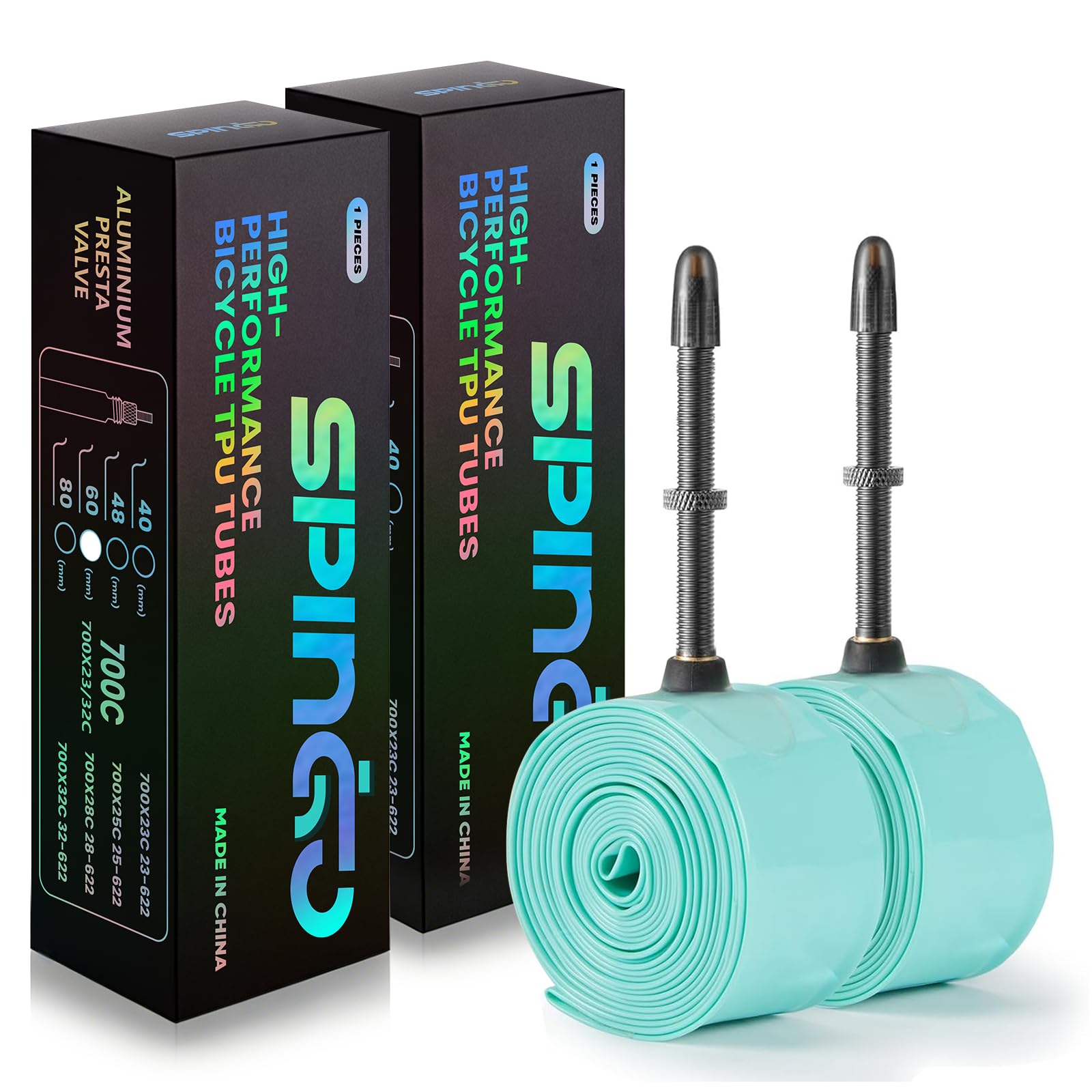 2-Pack SPINGO TPU Inner Tube 700C x 23C-32C/ 35C-43C with Metal Valve — image 1