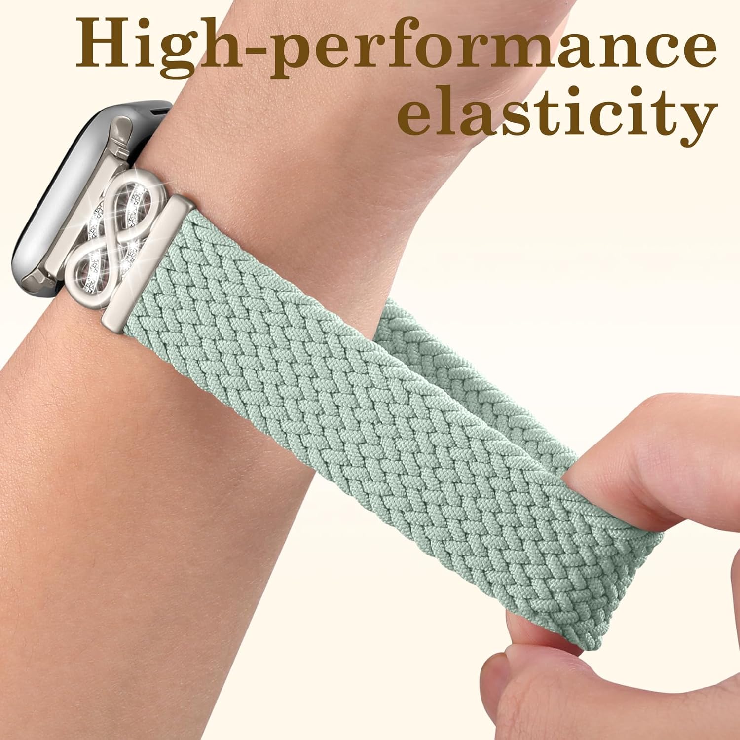 Dirrelo Braided Magnetic Stretchy Nylon Band Compatible for Apple Watch Bands Women 40/41/38/42/44/45/46/49mm, Designer Dressy Infinity Elastic Strap for iWatch Series 11 10 9 8 7 6 5 4 SE/Ultra 3 2 1