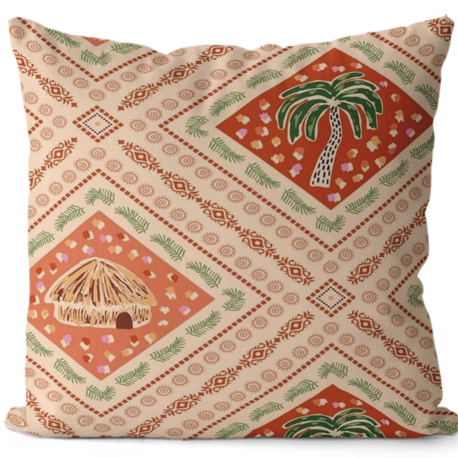 wxlmom Cushion Covers 40cm x 40cm Orange Green Pillowcase Invisible Zipper