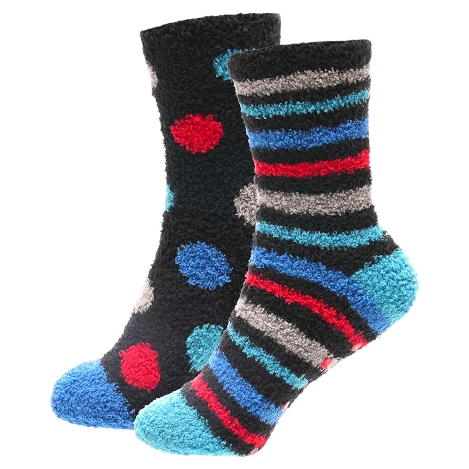 GM Apparel Lot de 4 paires de chaussettes moelleuses pour garçons - Antidérapantes - Chaussettes de lit - Super douces et pelucheuses - Thermiques confortables - Motif étoiles