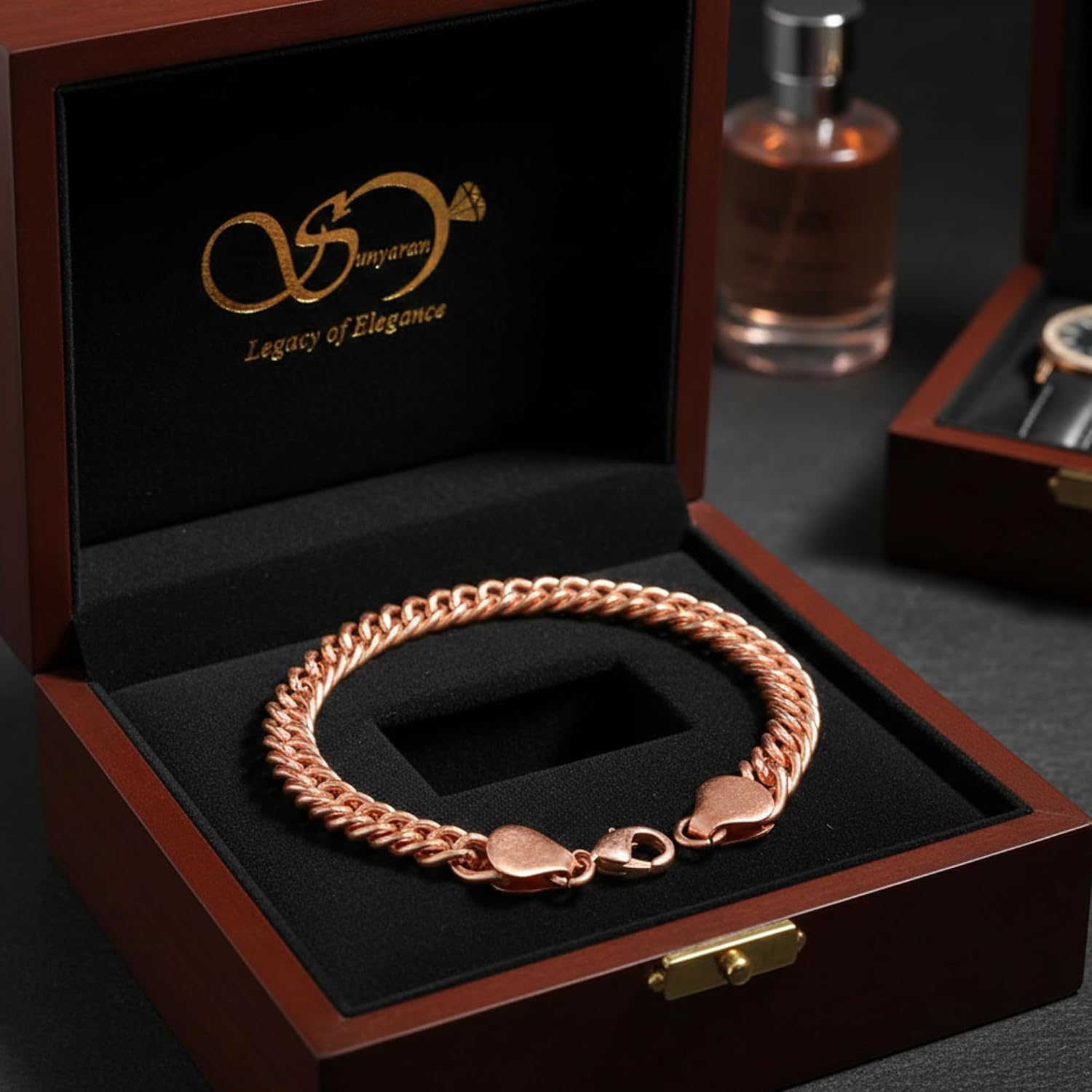 Pure Copper Link Bracelet with Lobster Clasp (9 Inch Long) - Solid Copper Statement Jewelry Set Gift for Women & Men (Cable Link Bracele)