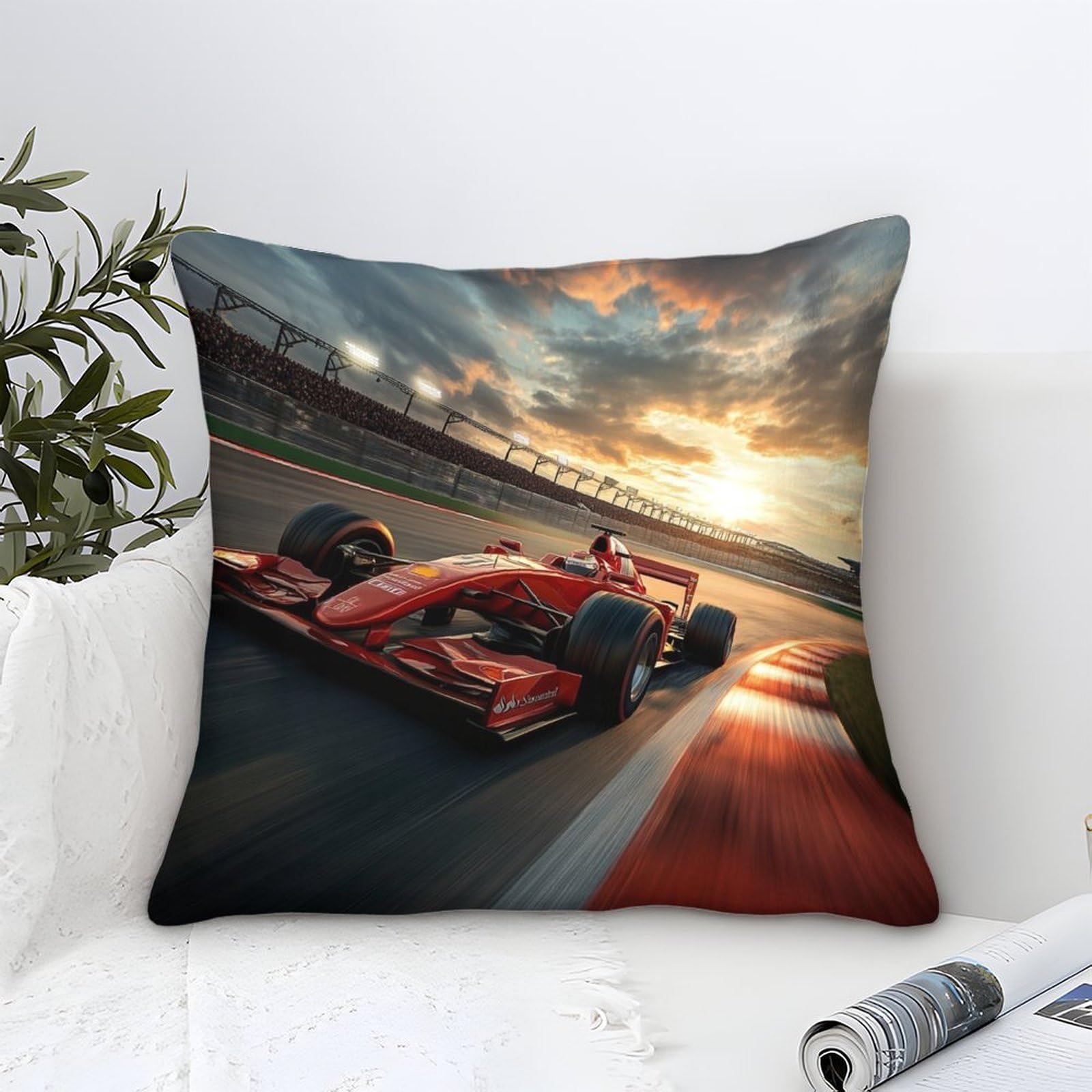 3U6C4M9K Formulaa Racing Cushion Cover Colorful Ornament Racing Car Pillow Cover Decor for Livingroom Couch Bed Sofa Decorate Throw Pillow Case Formulaa Racing Gift 40x40cm
