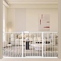 Vista 7 de ALLAIBB Soporte de presión extra ancho para puerta de bebé con cierre automático, puerta de seguridad de metal blanco para escaleras y puertas, a