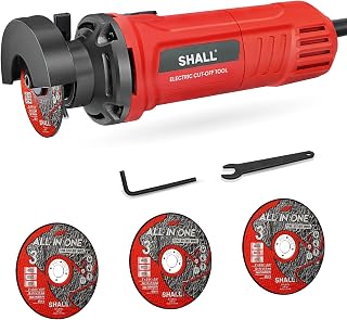 SHALL 3-Inch High-Speed Cut-Off Tool: 3.5 Amp 24000 RPM Metal Cutter with 3 Multifunctional Wheels for Steel & Inox