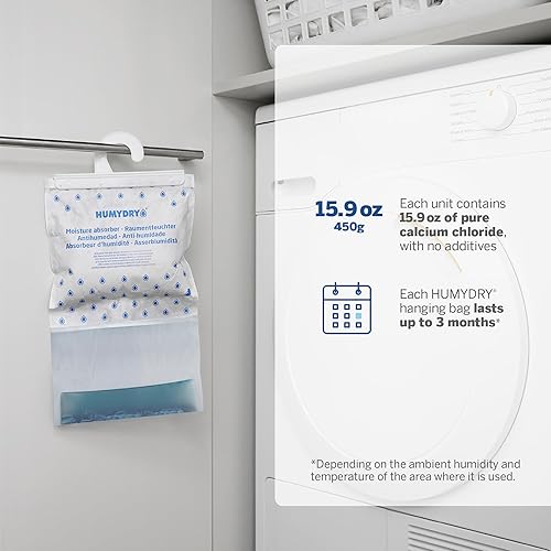 Miniatura 4 de HUMYDRY Paquete de 6 deshumidificadores colgantes de 15.87 oz  Absortor de humedad para armarios y espacios cerrados  No necesita electricidad