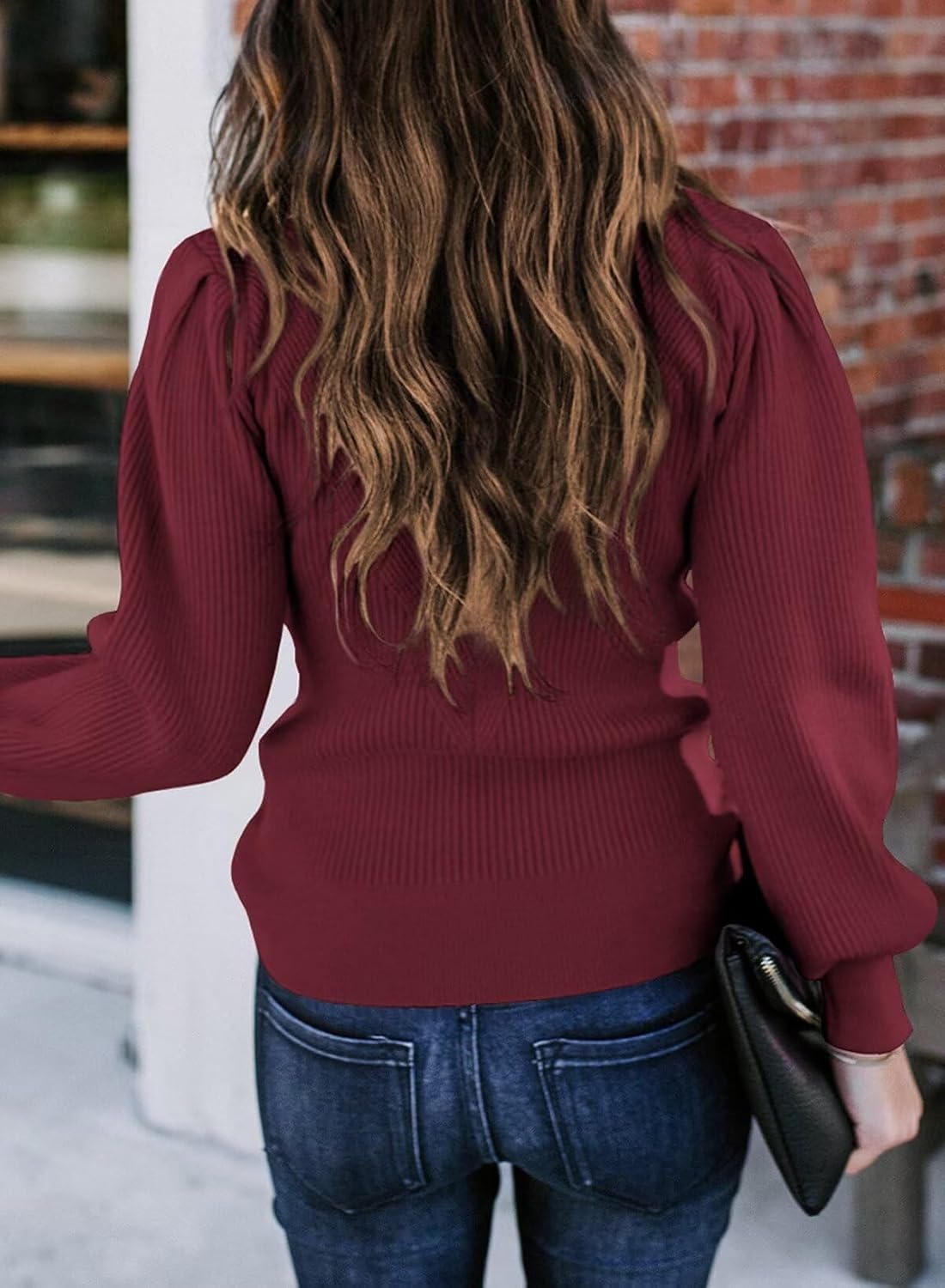 FEKOAFE Womens Sweaters Casual 2025 Fall Long Sleeve Tops Ribbed Knit Pullover Sweaters - Image 6