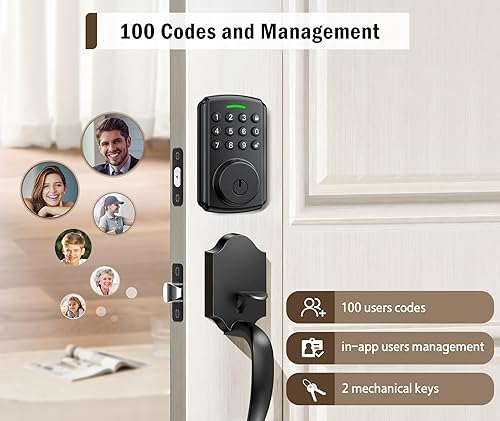 Miniatura 9 de Cerradura de puerta de entrada sin llave, aplicación disponible, pero no es necesaria, funciona con Gateway, Alexa y Google As, impermeable IP65,