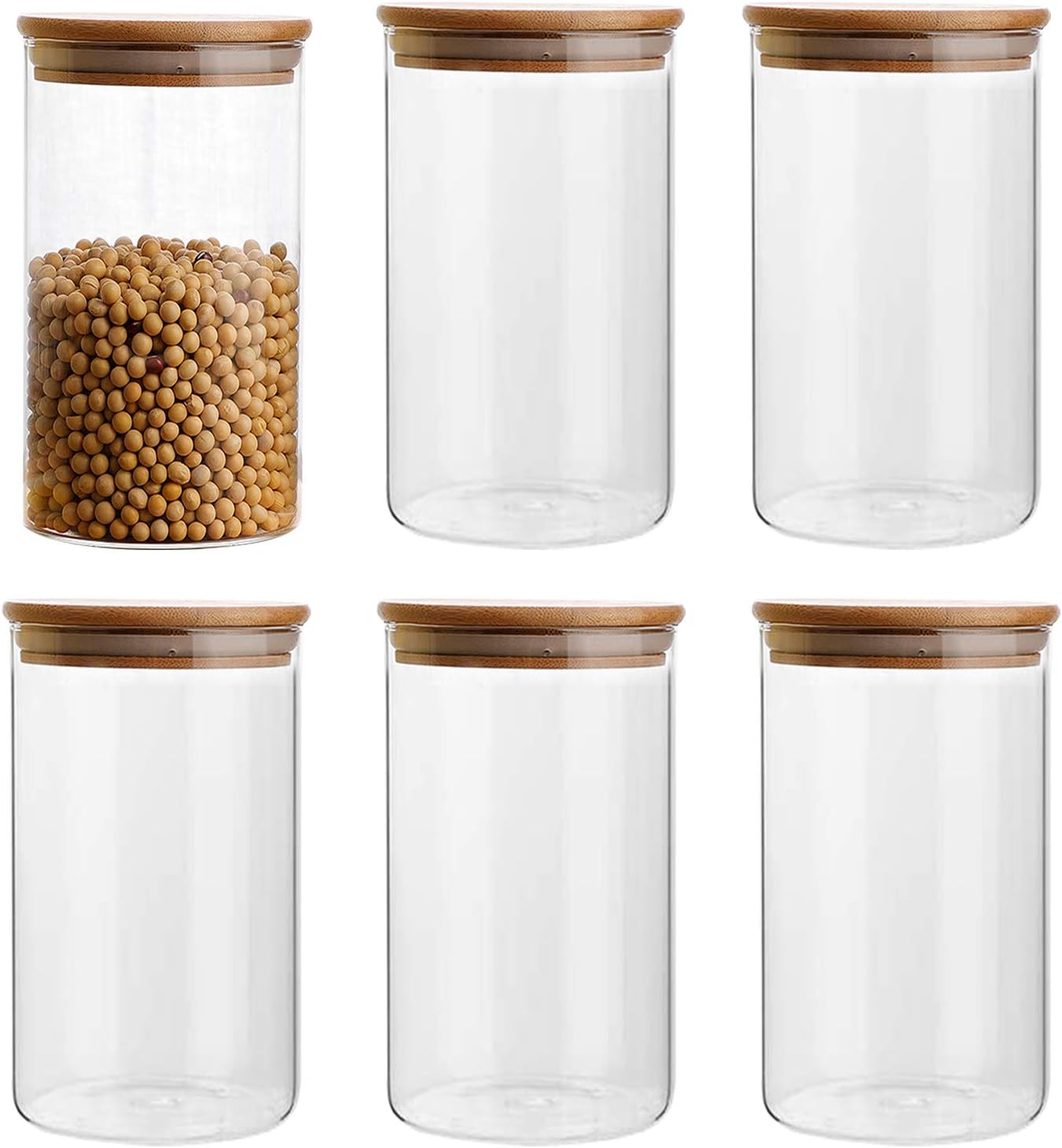 Frasco Tarro De Vidrio Con Tapa Hermética De Bambú 1800 Ml | Cuotas Sin