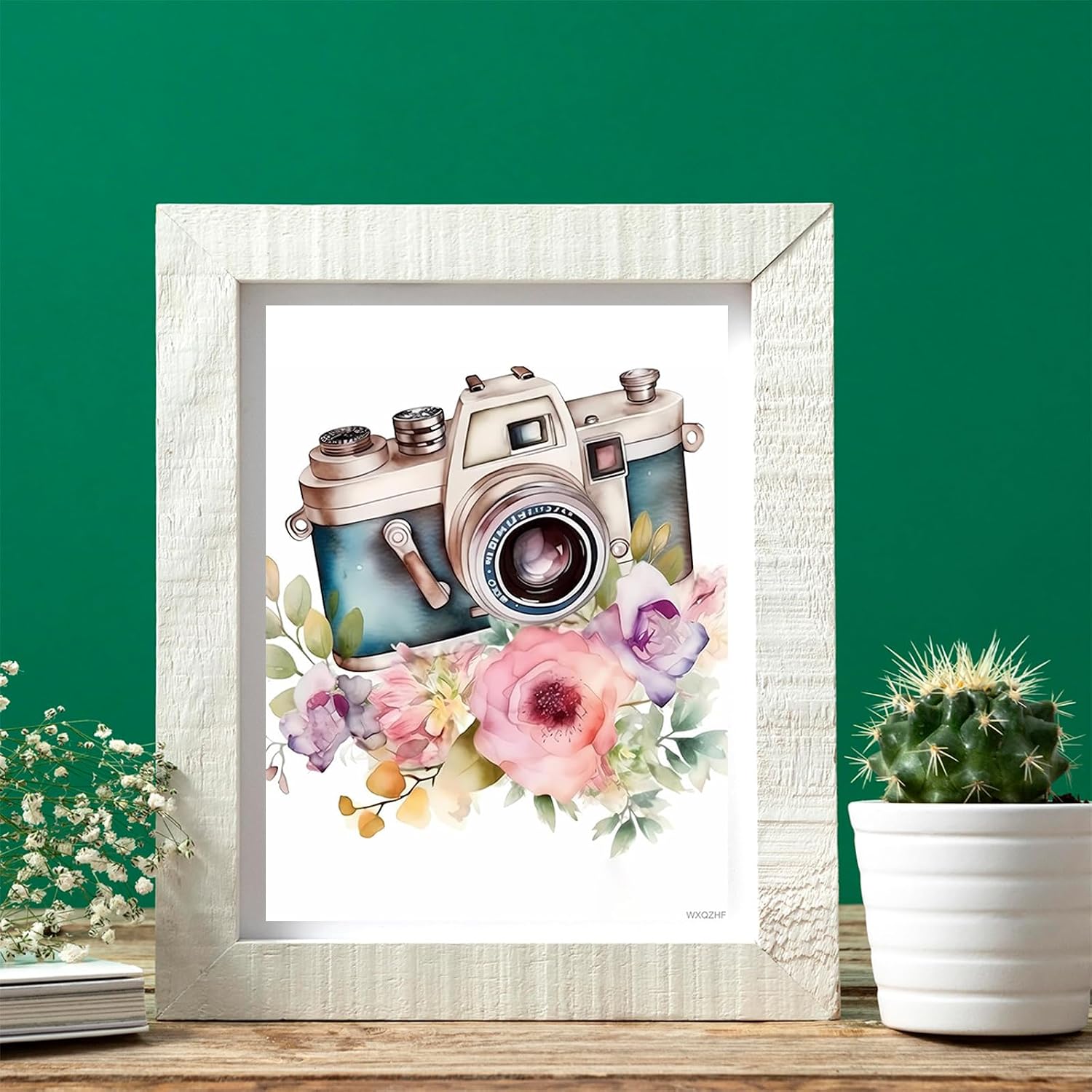 WXQZHF Watercolor Camera with Flowers Diamond Painting Kit for Adult, DIY Full Drill Diamond Art for Beginner, 5D Diamond Dots Kits Painting Crafts for Home Decor 12x16 inch