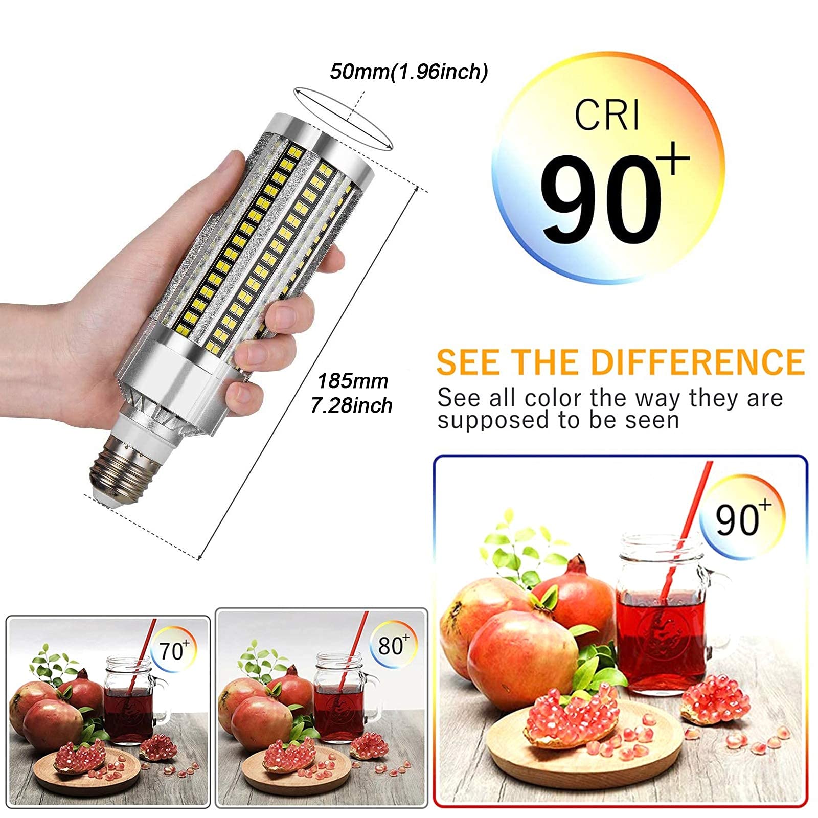 5 Confezioni 60W Lampadine LED Mais Super Luminose E27/E39 Base LED Lampada AC 100-277V 7200 Lumen 600W Equivalente Lampada/Incandescenza per Grandi Aree Commerciali Illuminazione a Soffitto(Bianco Fr