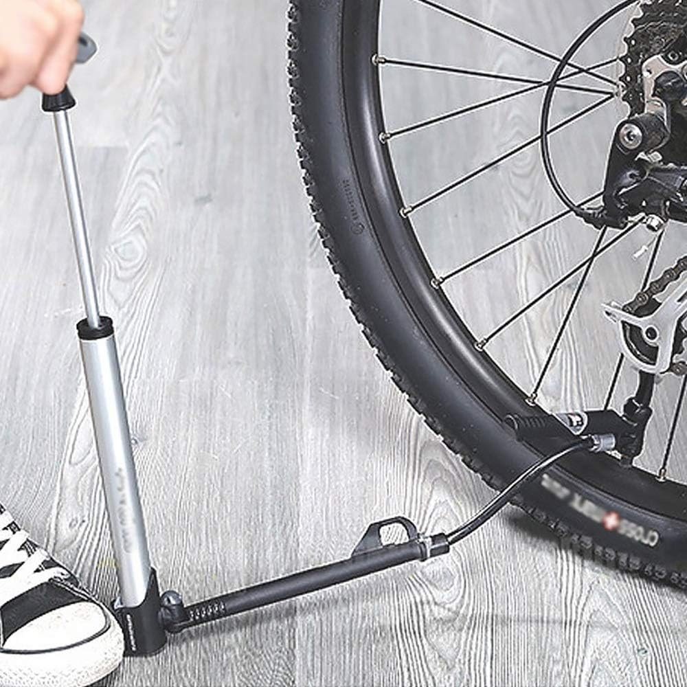 Bicycle Air Pump Bicycle Aluminum Alloy Floor Crawler Tire Inflator Riding Equipment Air Pump Easy Pumping Color Silver Size 275mm