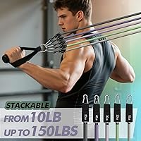 Vista 4 de WHATAFIT Bandas de resistencia, bandas de ejercicio, bandas de resistencia para entrenamiento, bandas de entrenamiento con asas para hombres