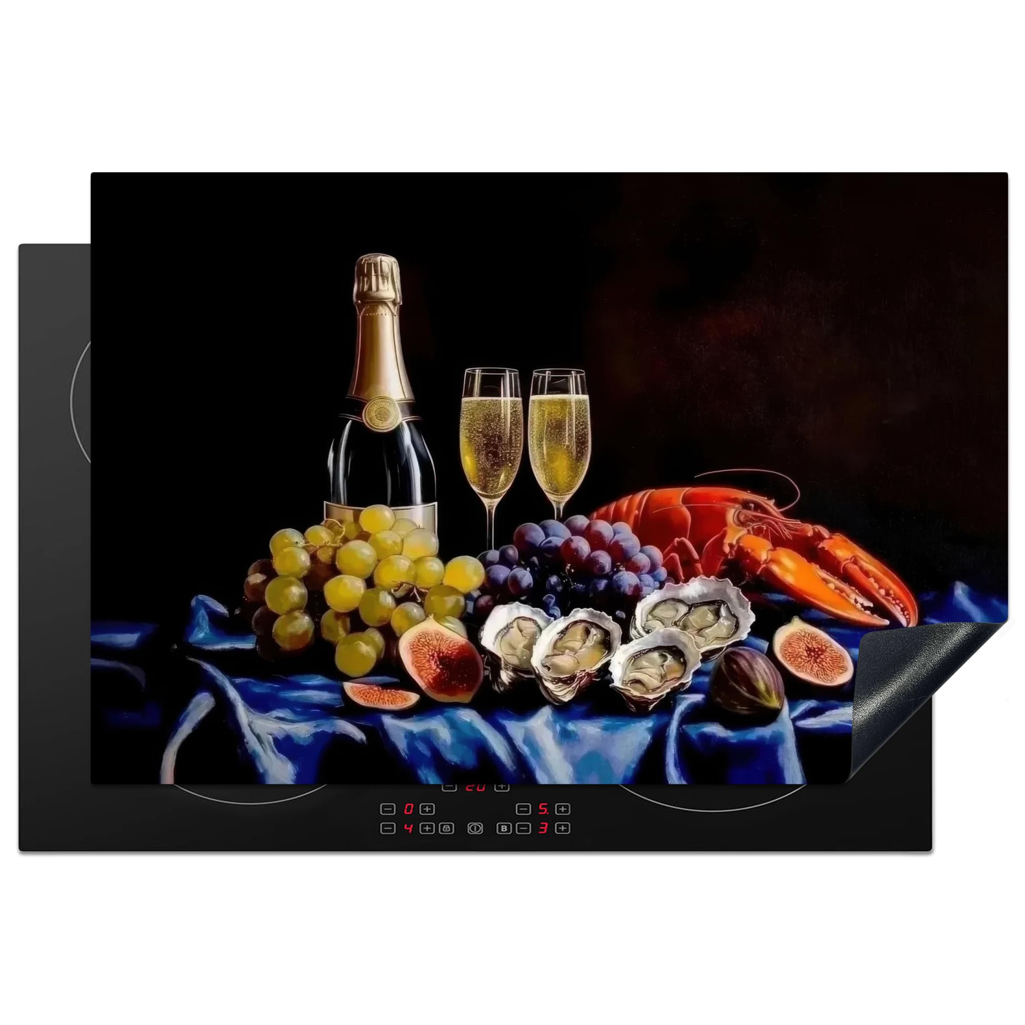 KitchenYeah© Induction Hob Protector Mat 20.1"x30.3" / 77x51 cm Stove Cap Top Cover Kitchen Cooker Covers for Electric Hobs Vinyl Champagne - Oysters