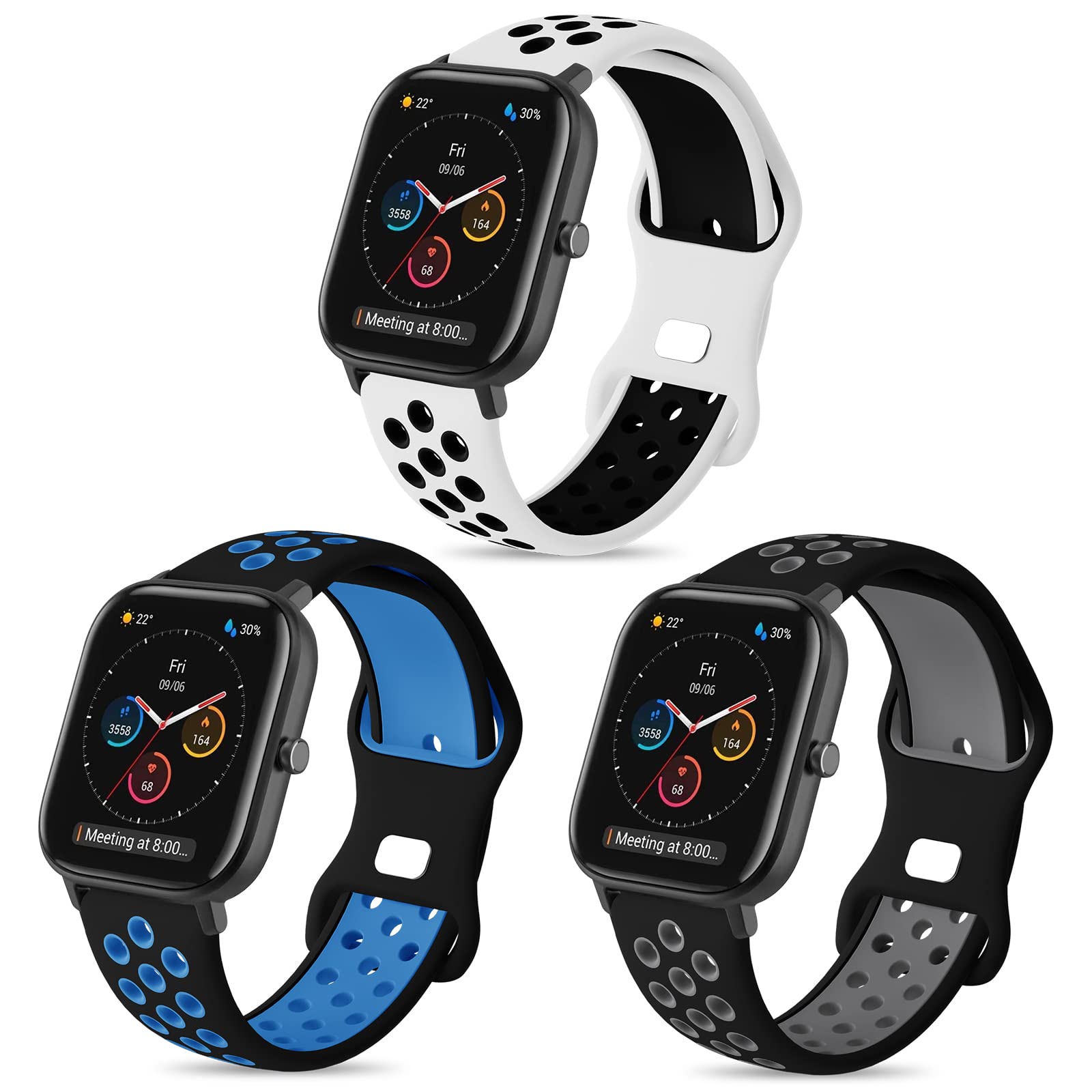 Cinturino per Amazfit GTS, 20mm Silicone Cinturini di Ricambioo per Amazfit GTS 4, GTS 4 Mini, GTS 3, GTS 2, GTS 2 Mini, Amazfit Bip, Bip 3, Bip 3 Pro, Bip U, Bip U Pro, GTR Mini, Amazfit Active