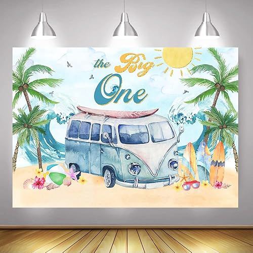 Miniatura 4 de Mocsicka The Big One - Telón de fondo para el primer cumpleaños de la playa, surf, decoración para fiesta de primer cumpleaños, pancarta de