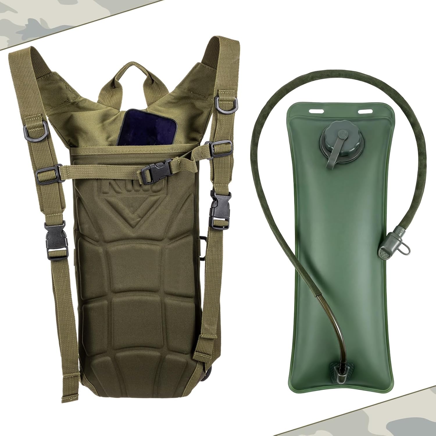 4 Pack Tactical Hydration Backpack with 3L Water Bladder Military Daypack Water Backpack Lightweight Hydration Back Pack for Running Cycling Climbing Hiking for Men Women